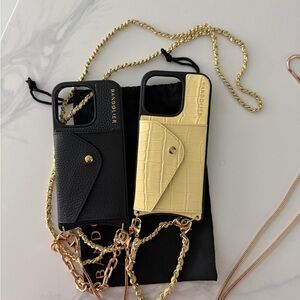 Bandolier Black and Cream Phone Cases with Gold Chains